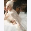 Luxury / Gorgeous White Beading Cascading Ruffles Wedding Dresses 2022 Ball Gown Scoop Neck Pearl Rhinestone Sequins Lace Flower Short Sleeve Backless Royal Train Wedding