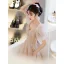 Chic / Belle Champagne Faux Diamant Paillettes Robe De Bal 2022 Princesse Encolure Carrée Gonflée Manches Courtes Dos Nu Noeud Longue Robe De Ceremonie