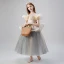 Elegant Champagne Sequins Cascading Ruffles Flower Girl Dresses 2022 Ball Gown Scoop Neck Short Sleeve Floor-Length / Long Birthday Flower Girl Dresses
