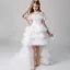 Fashion White Butterfly Appliques Rhinestone Cascading Ruffles Birthday Flower Girl Dresses 2022 Ball Gown High Neck Short Sleeve Floor-Length / Long Flower Girl Dresses