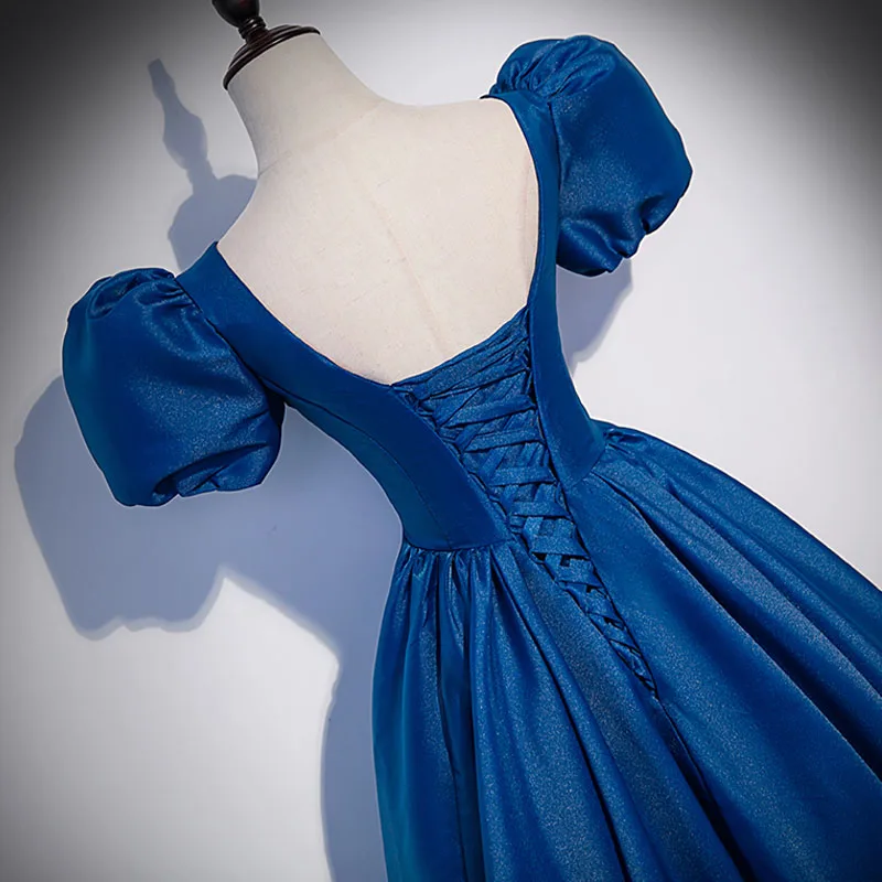 fitted lace wedding dress Elegant Royal Blue Velvet Long Sleeve Side Slit Mermaid Long Prom Dres –  SofieBridal main image 1