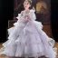 Fashion Lavender Sequins Cascading Ruffles Birthday Flower Girl Dresses 2022 Ball Gown Scoop Neck Puffy Long Sleeve Floor-Length / Long Flower Girl Dresses