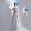 Chinese style Blushing Pink Sequins Embroidered Birthday Cheongsam / Qipao Flower Girl Dresses 2022 High Neck Short Sleeve Flower Girl Dresses Knee-Length Cheongsam