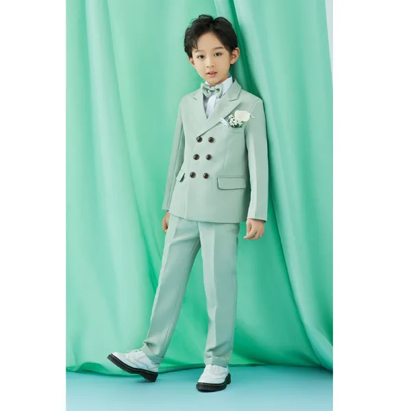 Modest / Simple Mint Green Long Sleeve Boys Wedding Suits 2022 Wedding