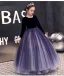 Elegant Ocean Blue Sequins Flower Girl Dresses 2022 Ball Gown Scoop Neck Suede Long Sleeve Floor-Length / Long Flower Girl Dresses