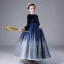 Elegant Navy Blue Star Sequins Flower Girl Dresses 2022 Ball Gown Scoop Neck Long Sleeve Floor-Length / Long Flower Girl Dresses