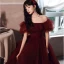 Elegant Burgundy Pleated Prom Dresses 2022 A-Line / Princess Off-The-Shoulder Short Sleeve Backless Floor-Length / Long Prom Formal Dresses