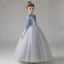 Sparkly Sky Blue Gradient-Color Sequins Birthday Flower Girl Dresses 2022 Ball Gown Scoop Neck Long Sleeve Floor-Length / Long Flower Girl Dresses