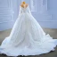 High-end Luxury / Gorgeous White Handmade  Beading Rhinestone Sequins Wedding Dresses 2022 Ball Gown Scoop Neck Long Sleeve Chapel Train Wedding