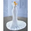 Sparkly High-end White Beading Pearl Sequins Wedding Dresses 2022 Trumpet / Mermaid Scoop Neck Appliques Sleeveless Backless Chapel Train Wedding