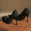 Mode Noire Noeud Promo Escarpins 2022 9 cm Talons Aiguilles À Bout Pointu Escarpins Talons Hauts