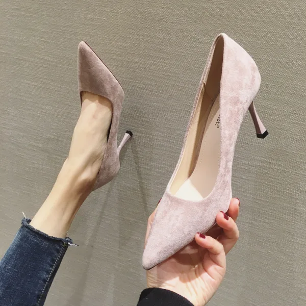 Modest / Simple Pool Blue Suede Office OL Pumps 2022 8 cm Stiletto Heels Pointed Toe Pumps High Heels