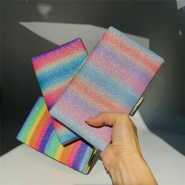 Chic / Beautiful Multi-Colors Rainbow Cocktail Party Sequins Clutch Bags 2022