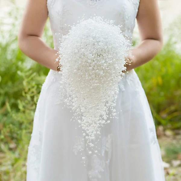 Stunning White Handmade  Pearl Wedding Flowers 2022 Accessories