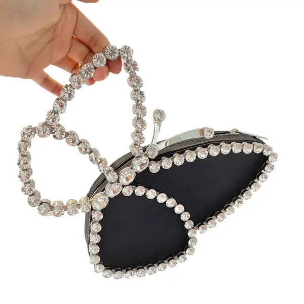 Charmant Noire Faux Diamant Paillettes Papillon Pochette 2022 Soirée Accessorize Pochette