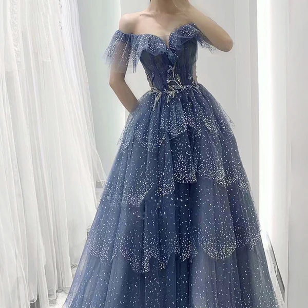 Charmant Meeresblau Ballkleider 2022 A Linie Bandeau Perlenstickerei Strass Pailletten Ärmellos Rückenfreies Sweep / Pinsel Zug Festliche Kleider