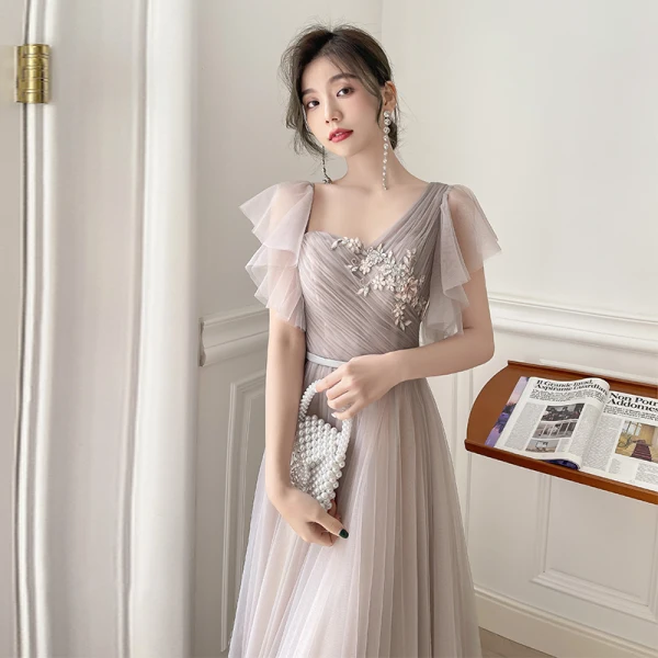 Chic / Beautiful Lace Flower Sequins Dusky Pink Bridesmaid Dresses 2022 A-Line / Princess Short Sleeve Backless Sash Floor-Length / Long Bridesmaid Dresses Chic / Beautiful Lace Flower Sequins Dusky Pink Bridesmaid Dresses 2022 A-Line / Princess Short Sleeve Backless Sash Floor-Length / Long Bridesmaid Dresses