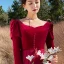 Chic / Beautiful Burgundy Winter Velour Prom Dresses 2022 A-Line / Princess Square Neckline Long Sleeve Backless Floor-Length / Long Prom Formal Dresses