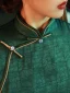Vintage / Retro Dark Green Evening Party Cheongsam 2022 Trumpet / Mermaid High Neck Short Sleeve Split Front Tea-length Cheongsam / Qipao