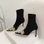 Fashion Black Street Wear Pearl Rhinestone Winter Womens Boots 2022 8 cm Stiletto Heels Pointed Toe Boots High Heels