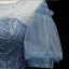 Chic / Belle Bleu Perlage En Dentelle Paillettes Robe De Bal 2021 Robe Boule Encolure Dégagée Manches Courtes Dos Nu Longue Robe De Ceremonie