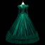 Vintage / Retro Dark Green Satin Prom Dresses 2021 Ball Gown Scoop Neck Beading Sequins Lace Flower Long Sleeve Backless Floor-Length / Long Formal Dresses