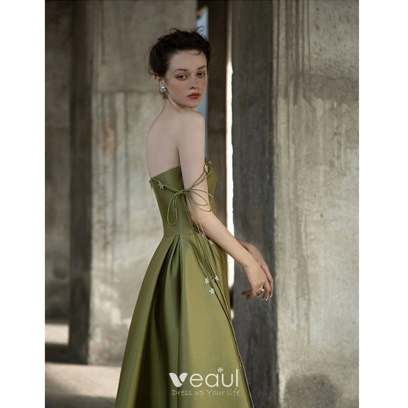 backless olive green dress Stella Draped Slinky Maxi Dress - Ombre Vintage Olive
