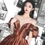 Modest / Simple Brown Beading Satin Evening Dresses 2022 A-Line / Princess Off-The-Shoulder Puffy Short Sleeve Backless Tea-length Prom Formal Dresses