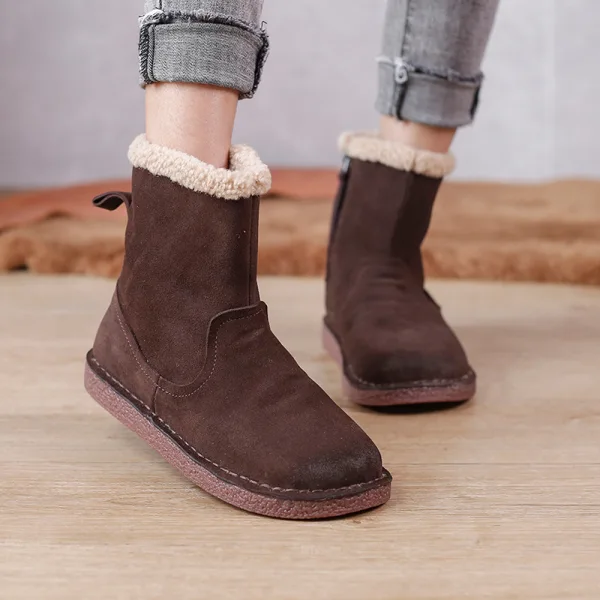 Wygodna Zima Szary Zużycie ulicy Bawełna Snow Boots 2022 Płaskie Okrągłe Toe Buty Damskie