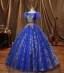 Vintage / Retro Royal Blue Beading Glitter Sequins Prom Dresses 2022 Ball Gown Square Neckline Puffy Short Sleeve Backless Floor-Length / Long Formal Dresses