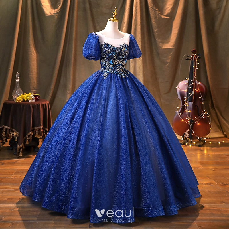 royal blue prom dresses puffy Royal Blue Long Mermaid Sweetheart Sequined Evening Prom Dresses – 27dress main image 1