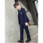 Navy Blue Long Sleeve Bow Boys Wedding Suits 2022 Coat Pants Shirt Tie Vest