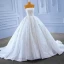 Luxury / Gorgeous Ivory Wedding Dresses 2022 Ball Gown Strapless Beading Pearl Sequins Sleeveless Backless Chapel Train Wedding