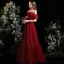 Chic / Beautiful Burgundy Prom Dresses 2022 A-Line / Princess Off-The-Shoulder Sash Bow Short Sleeve Backless Floor-Length / Long Formal Dresses