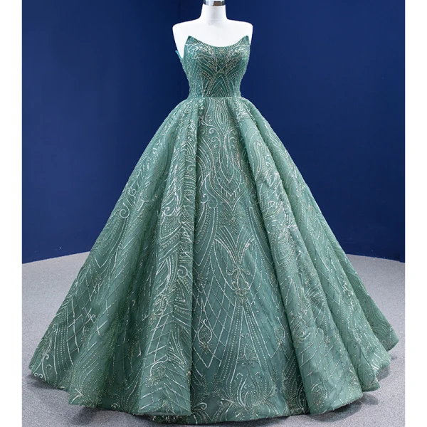 Haut de Gamme Vert Citron Robe De Bal 2022 Princesse Bustier Perlage Paillettes Sans Manches Dos Nu Longue Robe De Ceremonie