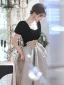 Elegante Schwarz Ballkleider 2022 A Linie Perle Eckiger Ausschnitt Spitze Blumen Kurze Ärmel Rückenfreies Lange Festliche Kleider