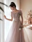 Scintillantes Rougissant Rose Robe De Bal 2022 Princesse Encolure Carrée Perlage Paillettes En Dentelle Fleur Manches Courtes Dos Nu Longue Robe De Ceremonie