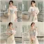 Fashion Daffodil Beading Sequins Lace Flower Bridesmaid Dresses 2022 A-Line / Princess Sash Short Sleeve Backless Floor-Length / Long Bridesmaid Dresses