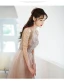 Charming Champagne Prom Dresses 2022 A-Line / Princess Scoop Neck Lace Sequins Beading Flower Sleeveless Floor-Length / Long Formal Dresses