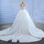 Luxury / Gorgeous White Wedding Dresses 2022 Trumpet / Mermaid Scoop Neck Sleeveless Backless Beading Pearl Rhinestone Cathedral Train Wedding