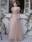 Mode Rougissant Rose Paillettes Robe De Bal 2022 Princesse Encolure Carrée Manches Courtes Dos Nu Longue Robe De Ceremonie