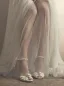 Sexy Ivoire Perle Chaussure De Mariée 2022 10 cm Talons Aiguilles Bride Cheville Cuir Peep Toes / Bout Ouvert Mariage Talons Hauts
