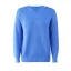 Fall Winter Street Wear Pool Blue Solid Color Knitting Sweaters 2021 V-Neck Long Sleeve Loose Women Tops