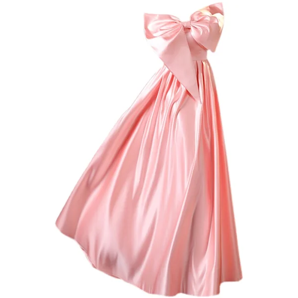 Schön Pink Satin Ballkleider 2021 A Linie One-Shoulder Schleife Ärmellos Rückenfreies Lange Festliche Kleider