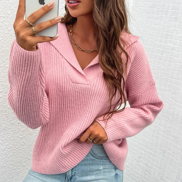 Désinvolte Tomber Hiver Beige Tricot Chandails 2021 V-Cou Manches Longues Ample Femme Hauts