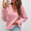 Désinvolte Tomber Hiver Beige Tricot Chandails 2021 V-Cou Manches Longues Ample Femme Hauts