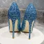 Sparkly Ocean Blue Sequins Cocktail Party Evening Party Pumps 2021 12 cm Stiletto Heels Pointed Toe Pumps High Heels