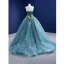 Schöne Dunkelgrün Blau Ballkleid Ballkleider 2021 Bandeau Ärmellos Rückenfreies Sweep / Pinsel Zug Festliche Kleider