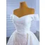 High End Weiß Spitze Blumen Brautkleider / Hochzeitskleider 2021 Meerjungfrau Off Shoulder Kurze Ärmel Rückenfreies Hof-Schleppe Hochzeit