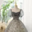 Chic / Belle Gris Perlage Paillettes Robe De Bal 2023 Robe Boule Encolure Carrée Manches Courtes Dos Nu Longue Promo Robe De Ceremonie